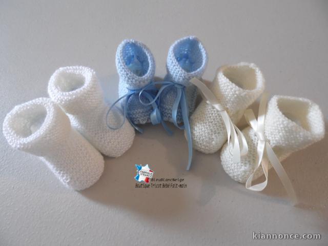 Lot chaussons PAS CHERS tricot bébé tricoté main MIXTE