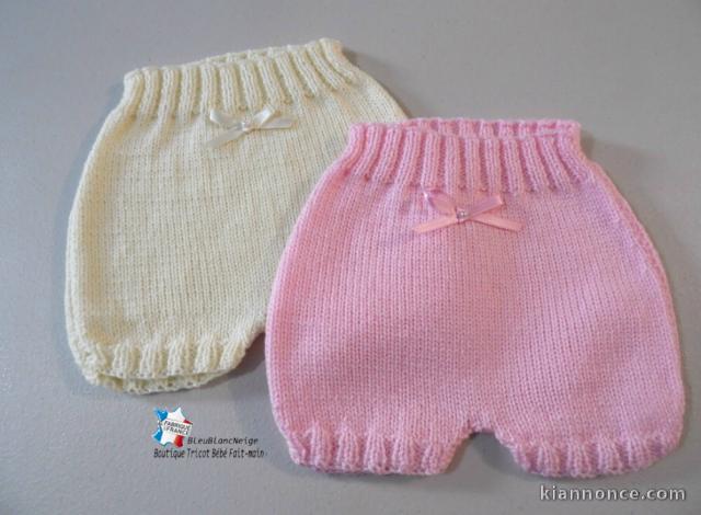 Lot 2 bloomers PAS CHERS tricot bébé FILLE layette fait main bb