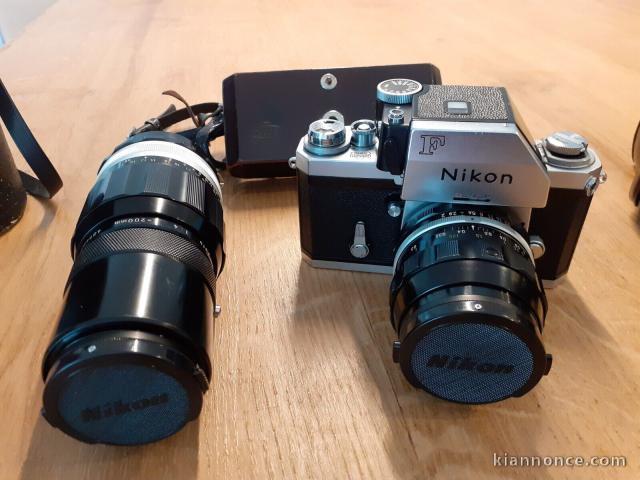 Rare appareil photo NIPPON KOGAKU NIKON et 2 objectifs Nikon dans