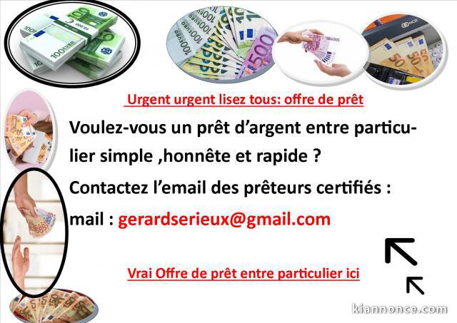 (  )  Pétite annonce d’offre de prêt