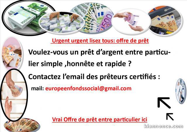 OFFRE DE PRÊT ENTRE PARTICULIER POUR