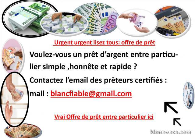 OFFRE DE PRÊT ENTRE PARTICULIER POUR
