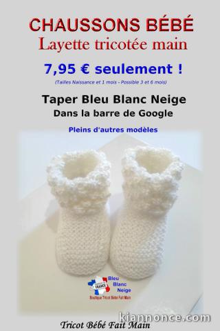 Chaussons tricot bébé layette bébé tricotée main 