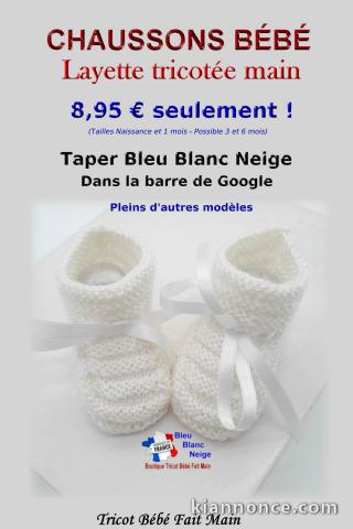 Chaussons tricot bébé layette bébé tricotée main 