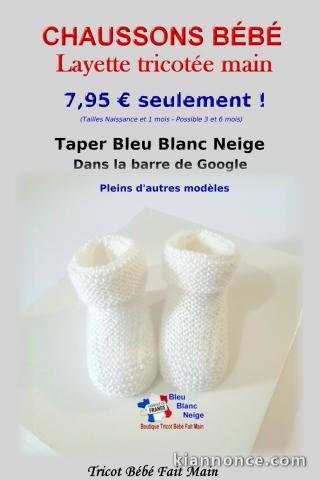 Chaussons tricot bébé layette bébé tricotée main 