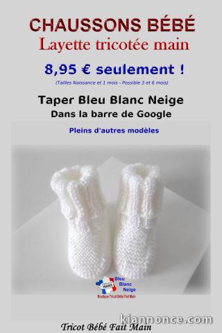 Chaussons tricot bébé layette bébé tricotée main 