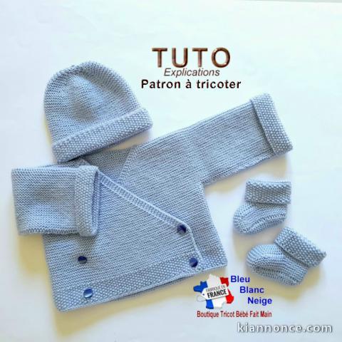 Patron tricot bébé FACILE layette à tricoter - tuto - explication