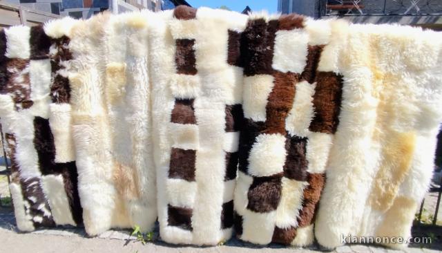 Tapis patchwork en peau de mouton, 2m