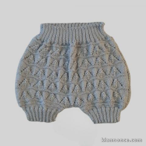 Bloomer tricot bébé tricoté main layette sur OPLA