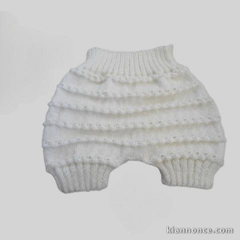 Bloomer tricot bébé tricoté main layette sur OPLA