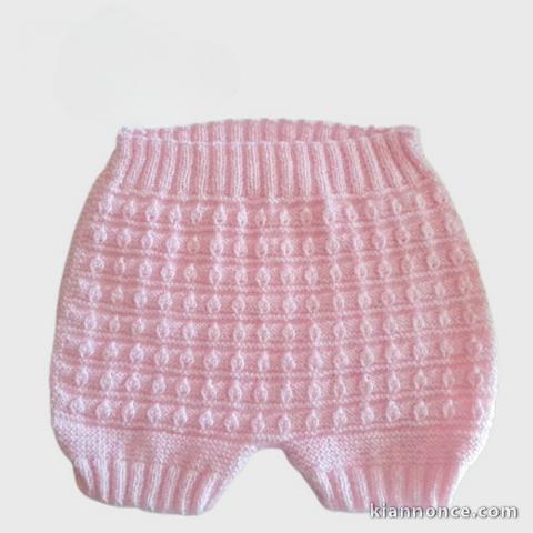 Bloomer tricot bébé tricoté main layette sur OPLA