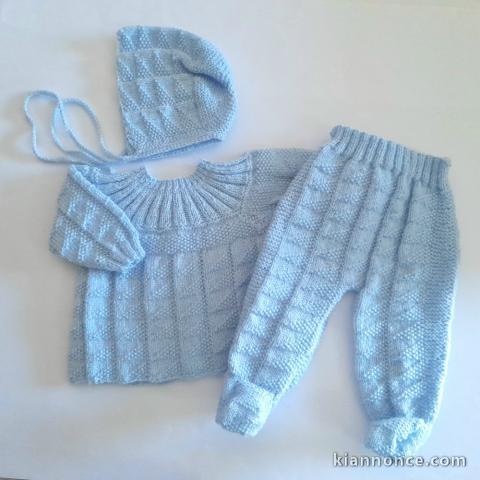 Ensemble tricot bébé modèle layette tricoté main sur OPLA