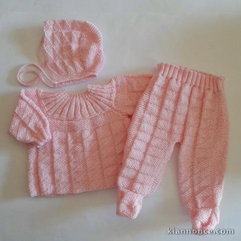 Ensemble tricot bébé modèle layette tricoté main sur OPLA
