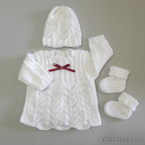 Ensemble tricot bébé modèle layette tricoté main sur OPLA