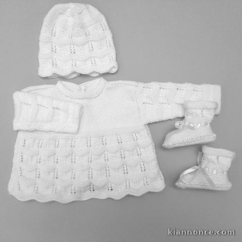 Ensemble tricot bébé modèle layette tricoté main sur OPLA