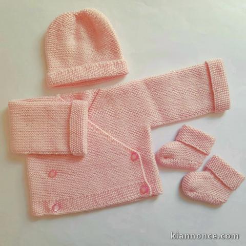 Ensemble tricot bébé modèle layette tricoté main sur OPLA