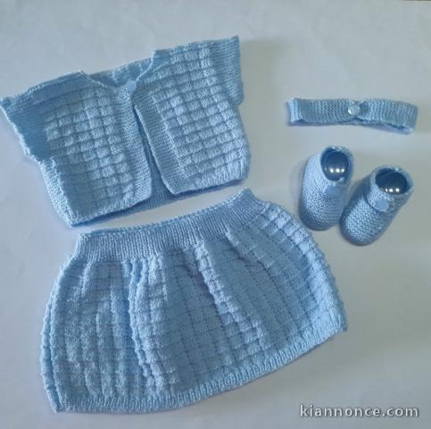 Ensemble tricot bébé modèle layette tricoté main sur OPLA