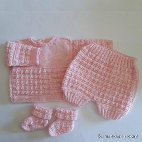Ensemble tricot bébé modèle layette tricoté main sur OPLA