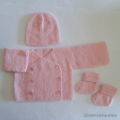 Ensemble tricot bébé modèle layette tricoté main sur OPLA