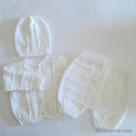 Ensemble tricot bébé modèle layette tricoté main sur OPLA