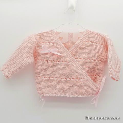 Brassière tricot bébé modèle layette tricoté main sur OPLA