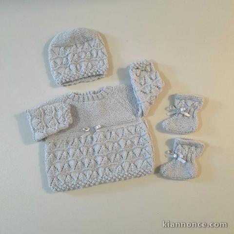 Ensemble tricot bébé modèle layette tricoté main sur OPLA