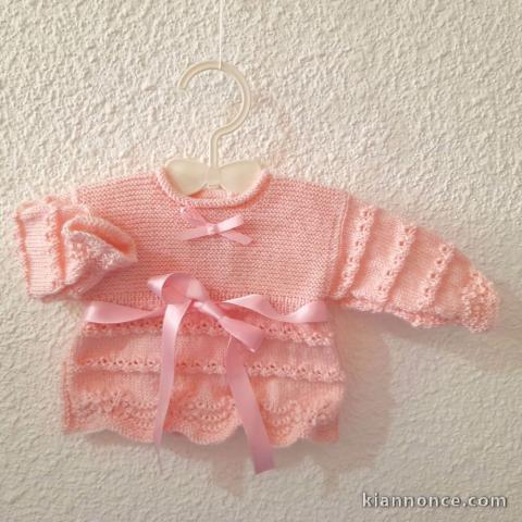 Brassière tricot bébé modèle layette tricoté main sur OPLA