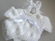 Ensemble ou trousseau blanc tricot laine bébé fait main