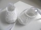 Chaussons BLANCS Ballerines layette bébé tricot laine