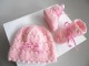 Tricot bébé bonnet chaussons calinou rose