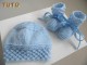 Tuto tricot bébé Bonnet et chaussons BLEU Astra