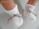 Explications tricot bébé, tuto chaussons blanc vagues