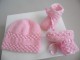 Bonnet et chaussons roses astra tricot bébé