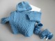 Tricot bébé trousseau BLEU Torsade fait main