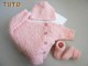 Explication, tuto Trousseau rose point de riz tricot bébé