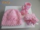 Explication, tuto tricot bébé, bonnet, chaussons, rose rayé astra