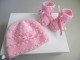 Tricot layette bb fait main, bonnet et chaussons