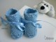 Chaussons tricot bébé, BLEU, laine Mérinos, fait main