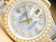 Rolex Femmes Datejust Argent Diamant 18K Jaune Or/Acier Rapide Mo