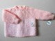 Brassière manches raglan tricot bébé rose blanc tricotée main